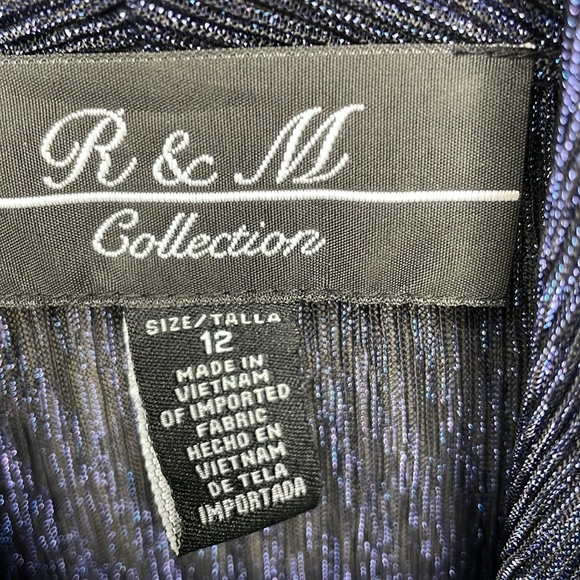 R & M Collection Blue Metallic Open Waterfall Cardigan 3/4 Sleeve Size 12 - Picture 3 of 12